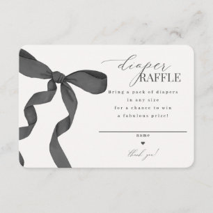 Black Coquette Bow Diaper Raffle invitation insert