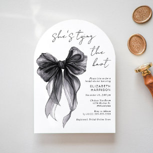 Black Coquette Bow Watercolor Arch Bridal Shower Invitation