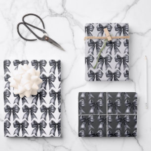 Black Coquette Bow Wrapping Paper Sheet