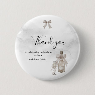 Black Coquette Minimalist Elegant 50th Birthday 6 Cm Round Badge