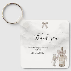 Black Coquette Minimalist Elegant 50th Birthday Key Ring