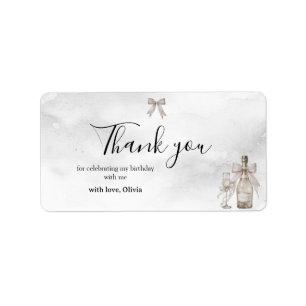 Black Coquette Minimalist Elegant 50th Birthday  Label