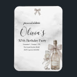 Black Coquette Minimalist Elegant 50th Birthday Magnet<br><div class="desc">Champagne coquette minimalist elegant 50th birthday invitation featuring delicate bow art, and refined modern typography. Designed with a subtle champagne and clean layout, this piece creates a timeless and sophisticated look. Perfect for a chic and understated milestone celebration. Easily personalize with your event details. Available as a digital download or...</div>