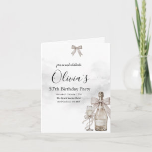 Black Coquette Minimalist Elegant 50th Birthday Note Card