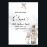 Black Coquette Minimalist Elegant 50th Birthday Poster<br><div class="desc">Champagne coquette minimalist elegant 50th birthday invitation featuring delicate bow art, and refined modern typography. Designed with a subtle champagne and clean layout, this piece creates a timeless and sophisticated look. Perfect for a chic and understated milestone celebration. Easily personalize with your event details. Available as a digital download or...</div>