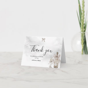 Black Coquette Minimalist Elegant 50th Birthday Thank You Card