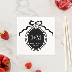 Black Coquette Monogram Charm  Napkin