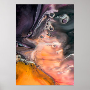 Black Coral and Orange Abstract Minimalist by Fion Poster