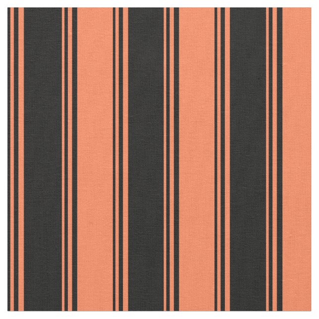 Black & Coral Coloured Pattern Fabric (Close Up)