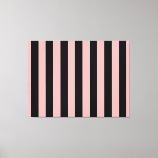 Black & Coral Pink Striped Canvas Wall Art