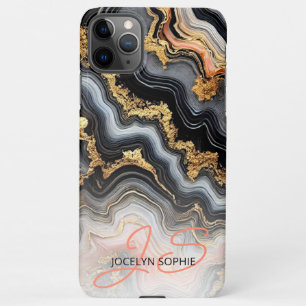 Black Coral Pink White Gold Marble Art Pattern iPhone 11Pro Max Case