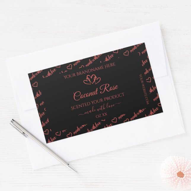 Black Coral Red Word Cloud Product Labels Hearts (Envelope)