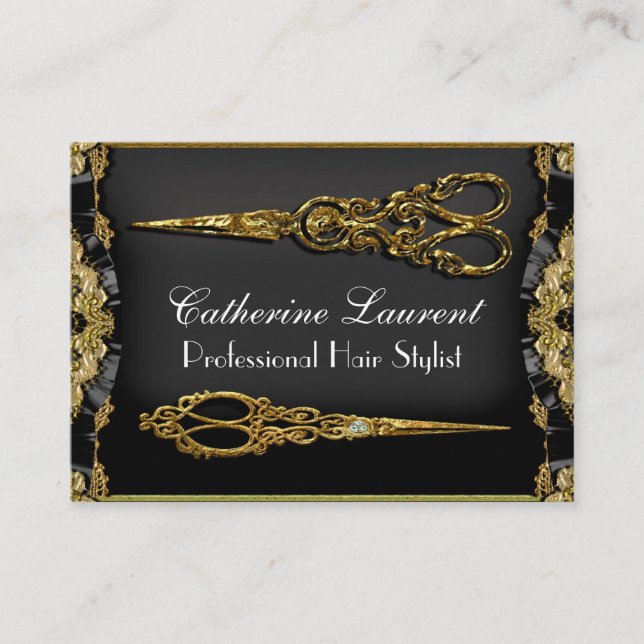 Black Core Hazelhurst Double Scissor Business Card (Front)