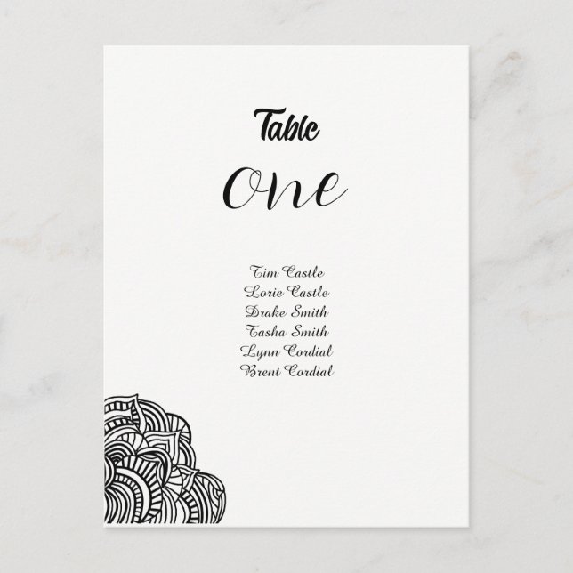 Black Corner Design Table Seating Card (Front)