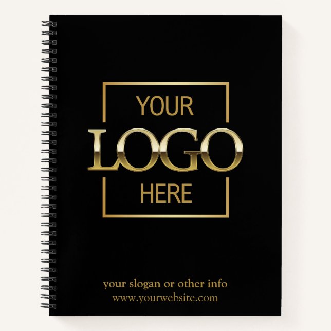 Black Corporate Company Business Logo Promotional Notebook (Front)