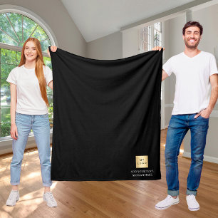 Black corporate logo custom company gift text fleece blanket