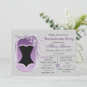 black corset elegant bachelorette party invite (Standing Front)
