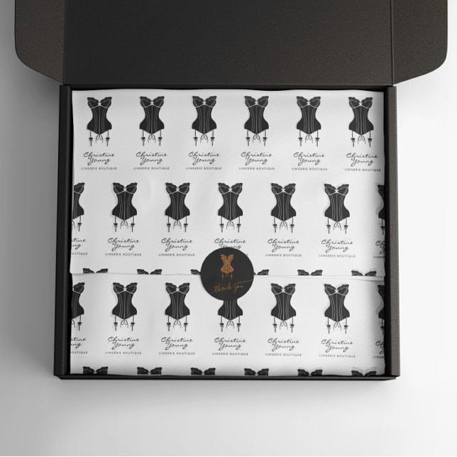 Black Corset Lingerie Boutique Logo Tissue Paper (Creator Uploaded)