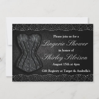 Black Corset Lingerie Bridal Shower Invitation