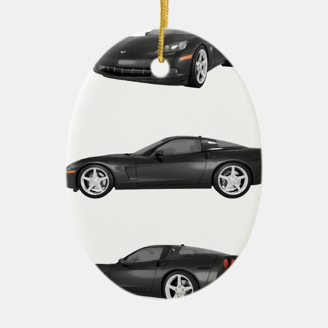 Black Corvette Ceramic Tree Decoration (Front)