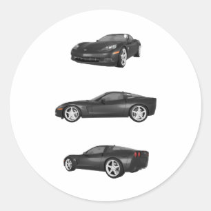 Black Corvette Classic Round Sticker