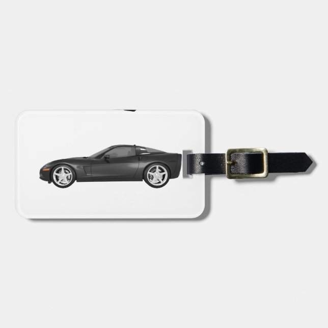 Black Corvette Luggage Tag (Front Horizontal)