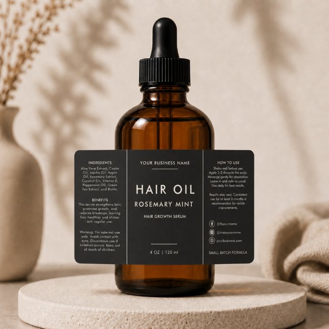 Black Cosmetic Oil Dropper Bottle Label (Creator Uploaded)