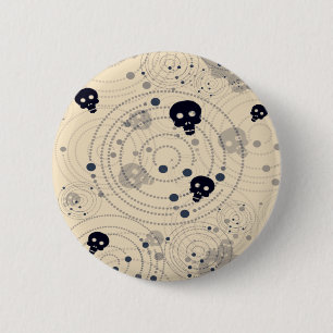 Black cosmic sugar skulls pattern 6 cm round badge
