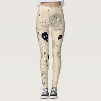 Black cosmic sugar skulls pattern leggings