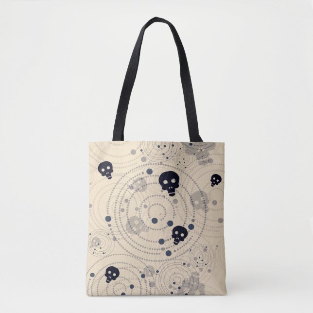 Black cosmic sugar skulls pattern tote bag (Front)