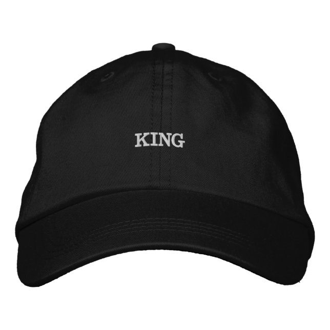 Black Cotton Cap with Bold King Text for Royal Hat (Front)