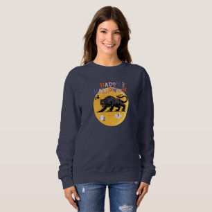 black cougar on halloween night invitation card sweatshirt