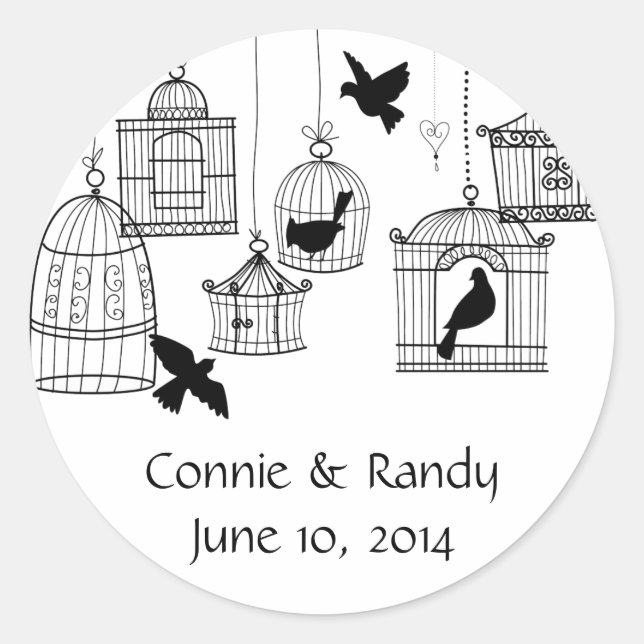Black Country Bird Cages Classic Round Sticker (Front)