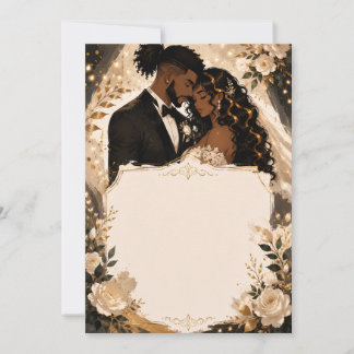 Black Couple Anime Wedding Invitation