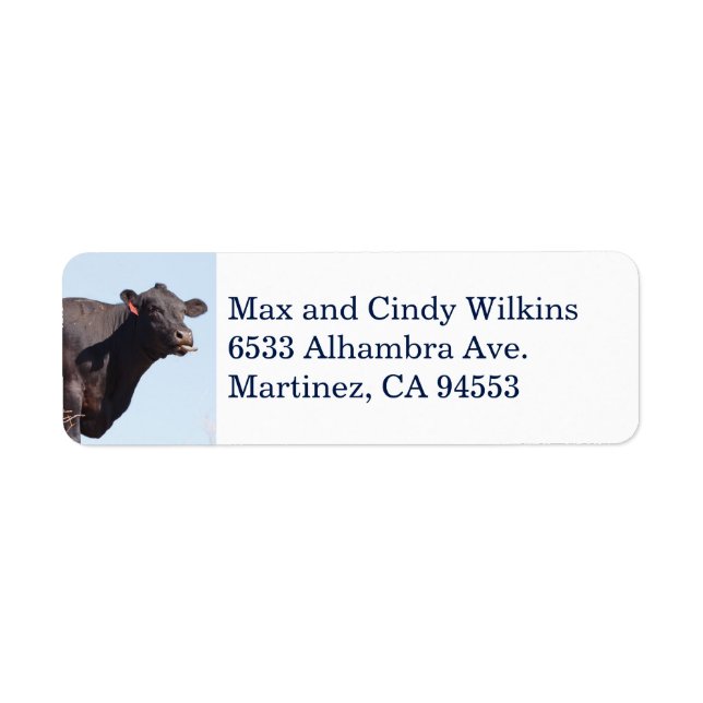 Black Cow Address Label (Front)