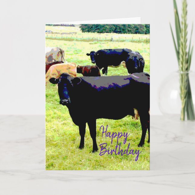 Black cow Birthday card (Front)