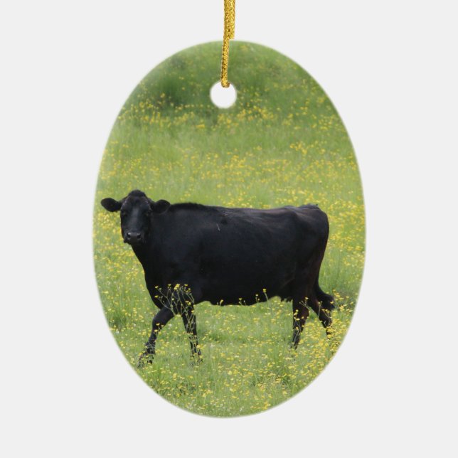 Black cow ceramic tree decoration (Front)