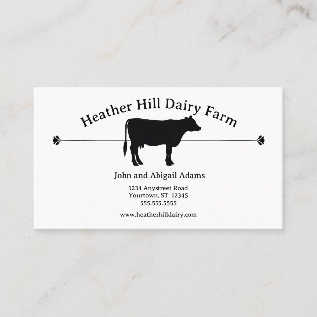Black Cow Dairy Farm Farmer Ranch Country Business Card (Front)