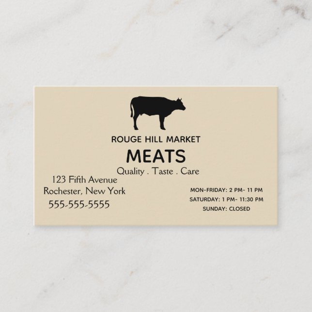 Black Cow Silhouette Business Card (Front)