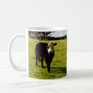 Black Cow With White Face And Mohawk, Coffee Mug