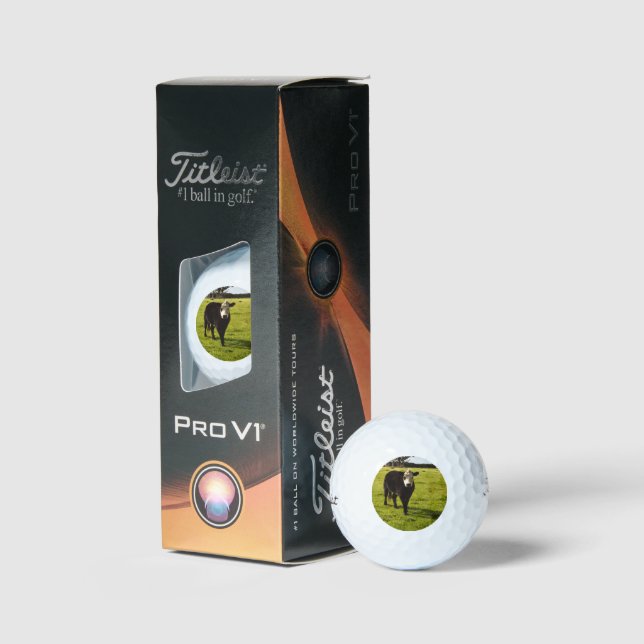 Black Cow With White Face And Mohawk, Golf Balls (Packaging)