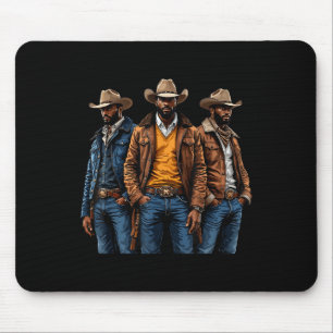 Black Cowboy African American Western Rodeo Melani Mouse Pad