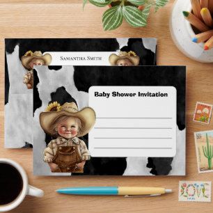 Black Cowboy Baby Shower Invitation  Envelope