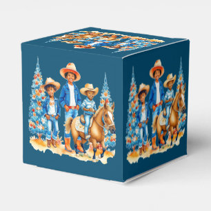 Black Cowboy Cowgirl Kids With Horse Merry Christm Favour Box