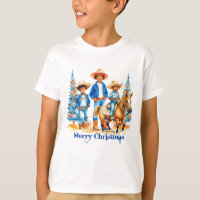 Black Cowboy Cowgirl Kids With Horse Merry Christm