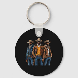 Black Cowboy Melanin African American Western Rode Key Ring