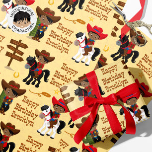 Black Cowboy Personalised Wrapping Paper