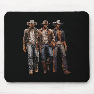 Black Cowboy Western Rodeo Melanin Black History T Mouse Pad
