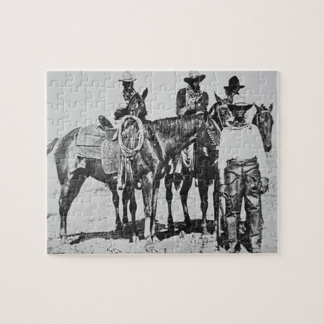 Black Cowboys at Bonham, Texas, c.1890 (b/w photo) Jigsaw Puzzle (Horizontal)
