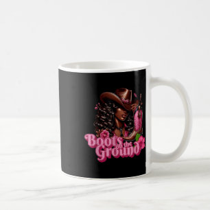 Black Cowgirl Pink Boots On The Ground Coffee Mug
